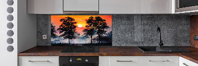 Panel para cocina Bosque al atardecer