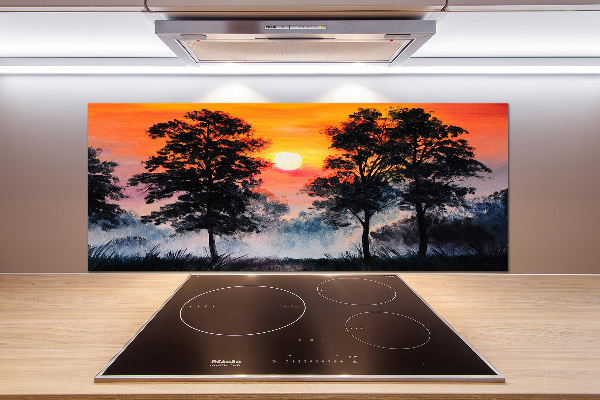 Panel para cocina Bosque al atardecer