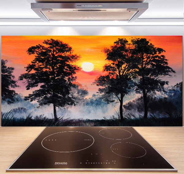 Panel para cocina Bosque al atardecer