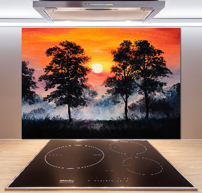Panel para cocina Bosque al atardecer