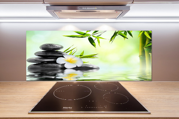 Panel antisalpicaduras Plumeria y bambú