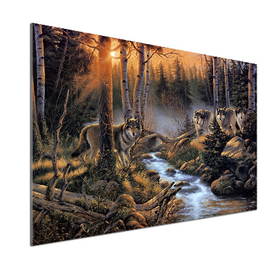 Panel antisalpicaduras Una manada de lobos