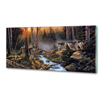 Panel antisalpicaduras Una manada de lobos