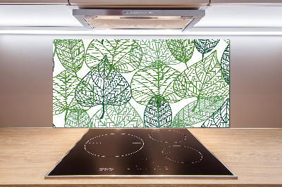 Panel de pared de cocina Patrón de hojas verdes