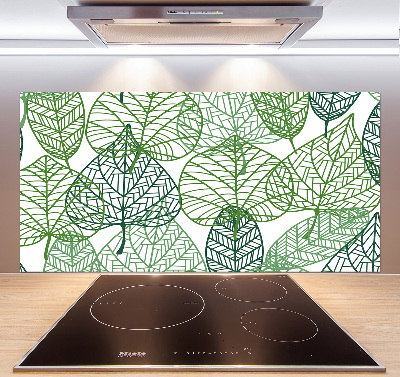Panel de pared de cocina Patrón de hojas verdes