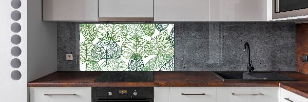 Panel de pared de cocina Patrón de hojas verdes