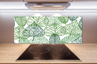 Panel de pared de cocina Patrón de hojas verdes