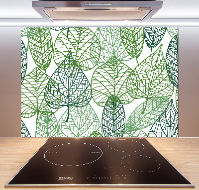Panel de pared de cocina Patrón de hojas verdes