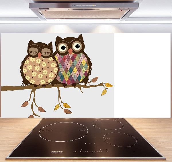 Panel para cocina Dos búhos en una rama