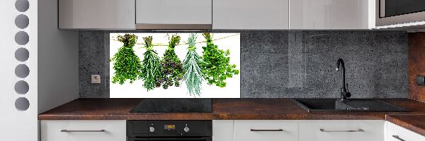 Salpicadero de cocina Hierbas en una cuerda