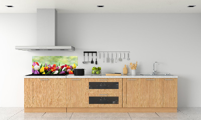 Panel de pared de cocina tulipanes coloridos