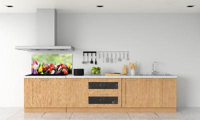 Panel de pared de cocina tulipanes coloridos
