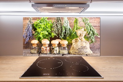 Salpicadero para cocina Hierbas en una cuerda