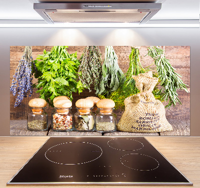 Salpicadero para cocina Hierbas en una cuerda