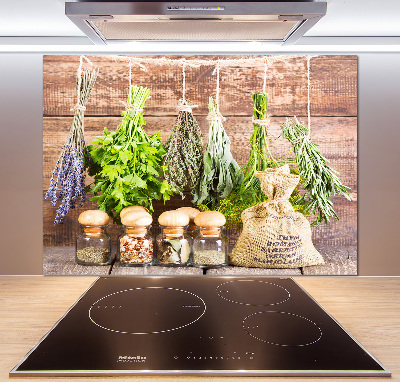 Salpicadero para cocina Hierbas en una cuerda