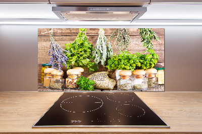 Panel de pared de cocina Hierbas en una cuerda