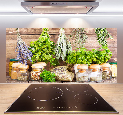 Panel de pared de cocina Hierbas en una cuerda