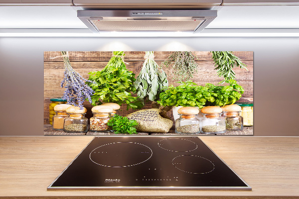 Panel de pared de cocina Hierbas en una cuerda