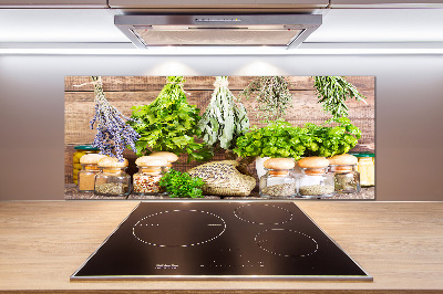 Panel de pared de cocina Hierbas en una cuerda