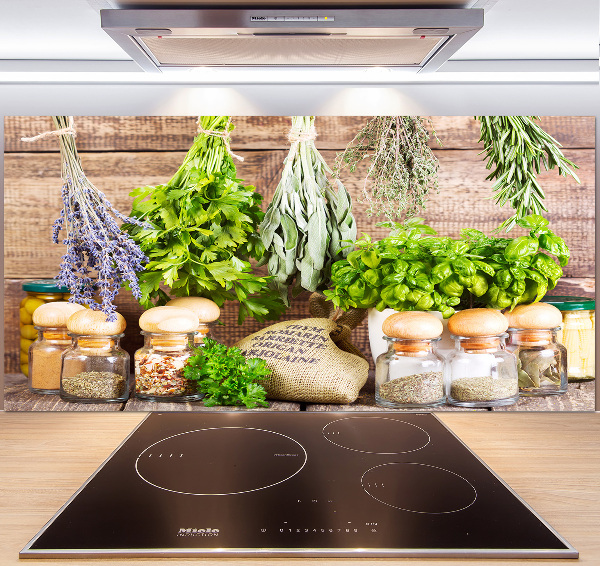 Panel de pared de cocina Hierbas en una cuerda