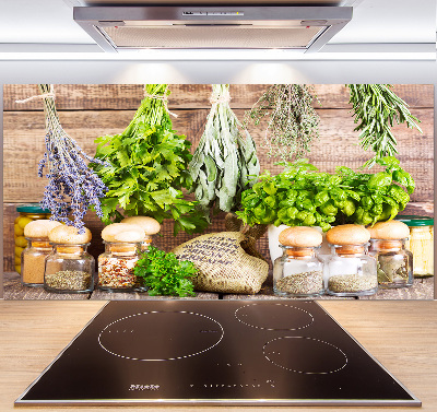 Panel de pared de cocina Hierbas en una cuerda
