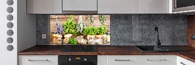 Panel de pared de cocina Hierbas en una cuerda