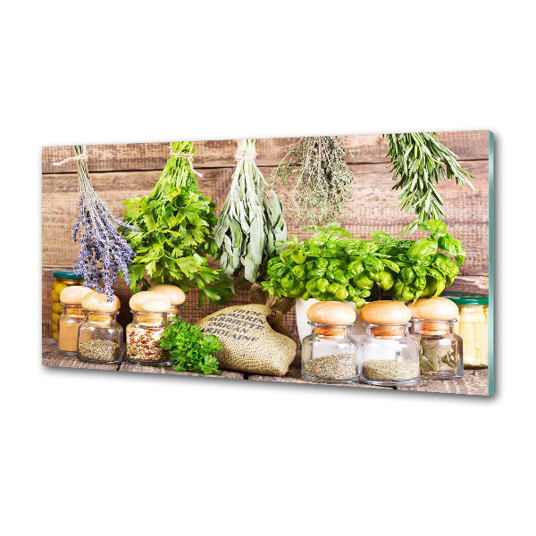 Panel de pared de cocina Hierbas en una cuerda