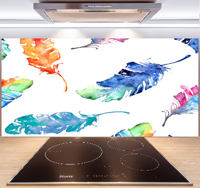 Salpicadero para cocina Plumas de colores