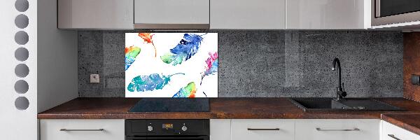 Salpicadero para cocina Plumas de colores