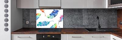 Salpicadero para cocina Plumas de colores