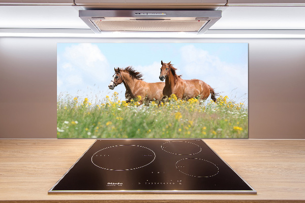 Salpicadero para cocina Dos caballos galopando