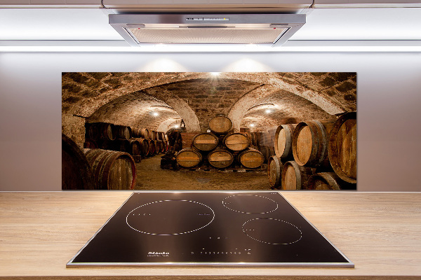 Panel de pared de cocina Barriles en el viñedo