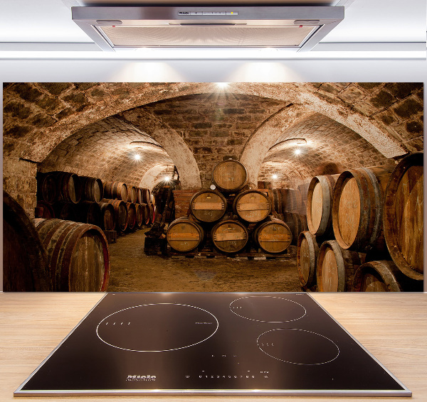 Panel de pared de cocina Barriles en el viñedo