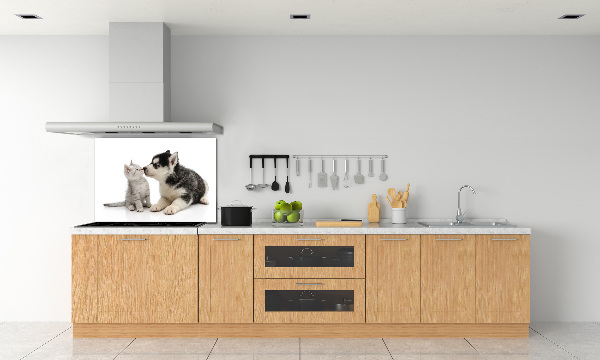Panel de pared de cocina Perro y gato