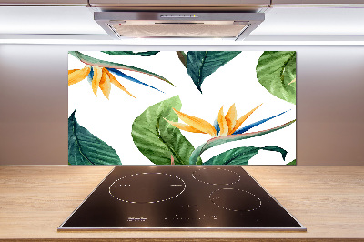 Panel de pared de cocina flores tropicales