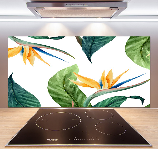 Panel de pared de cocina flores tropicales