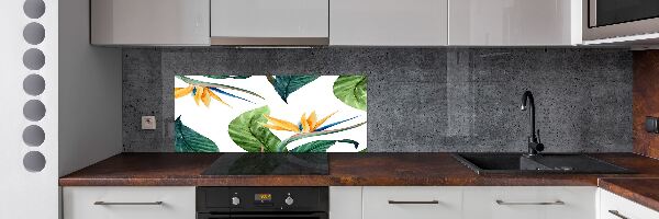 Panel de pared de cocina flores tropicales