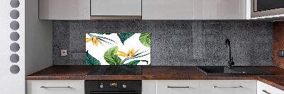 Panel de pared de cocina flores tropicales