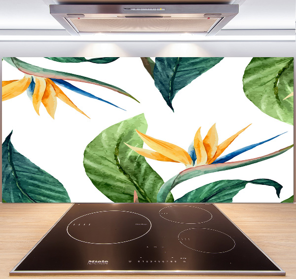 Panel de pared de cocina flores tropicales