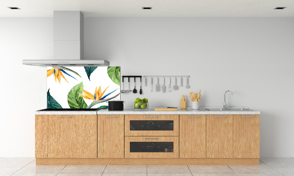 Panel de pared de cocina flores tropicales