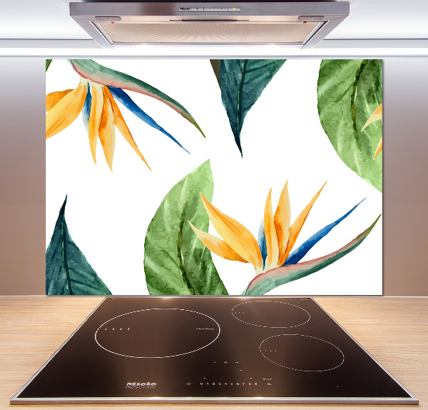 Panel de pared de cocina flores tropicales