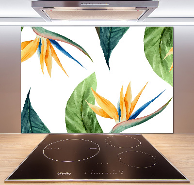 Panel de pared de cocina flores tropicales