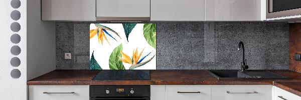 Panel de pared de cocina flores tropicales