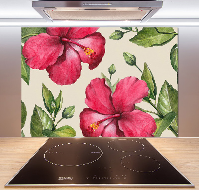 Panel de pared de cocina Hibisco rosa