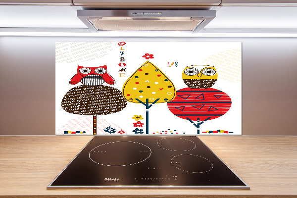 Panel antisalpicaduras Búhos en un árbol