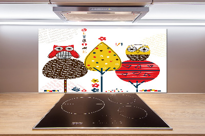 Panel antisalpicaduras Búhos en un árbol