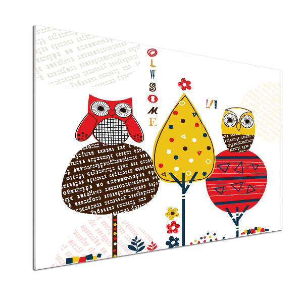 Panel antisalpicaduras Búhos en un árbol