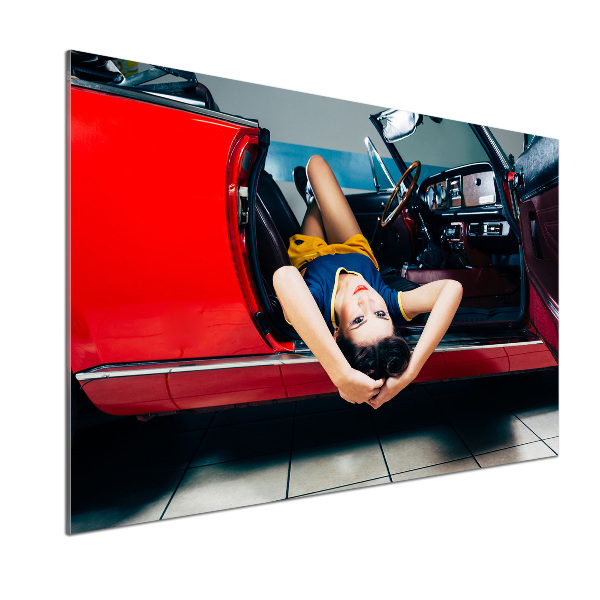 Panel de pared de cocina Mujer en el coche