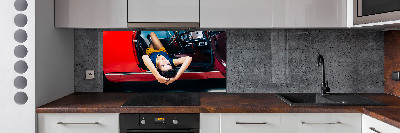 Panel de pared de cocina Mujer en el coche