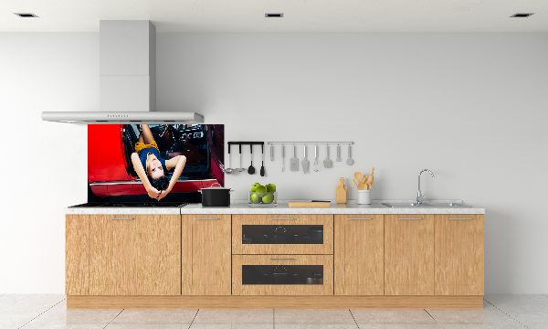 Panel de pared de cocina Mujer en el coche